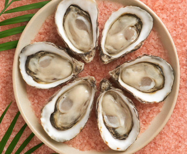 Fresh oysters on plate